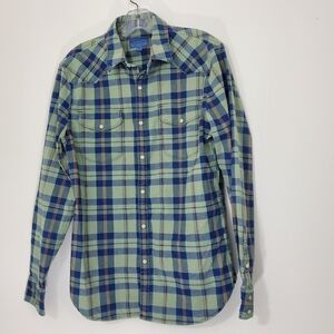 Lucky Brand Classic Fit Plaid Shirt with pearl snaps, Size Medium